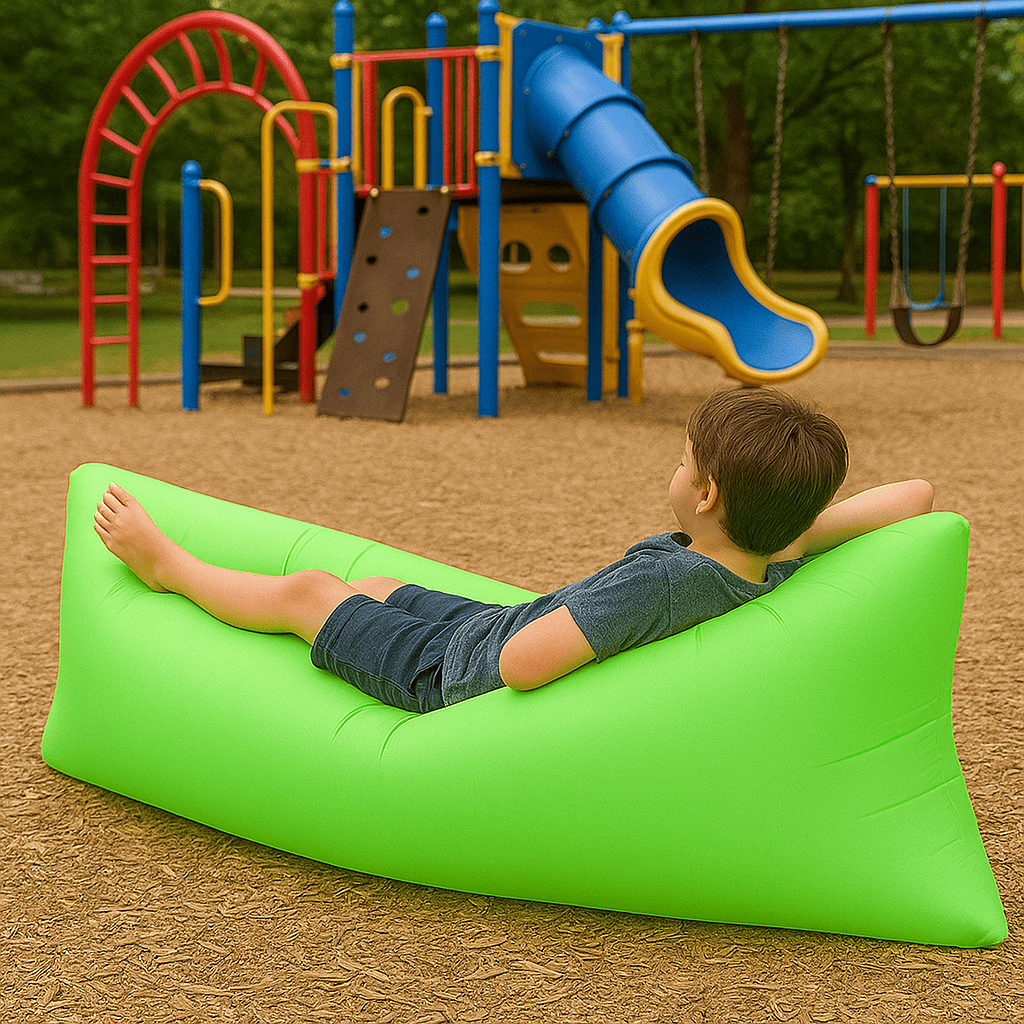 Air Sofá Inflável 1,85m x 0,75m  Puff Portátil de Nylon para Praia, Piscina, Viagens e Áreas Externa