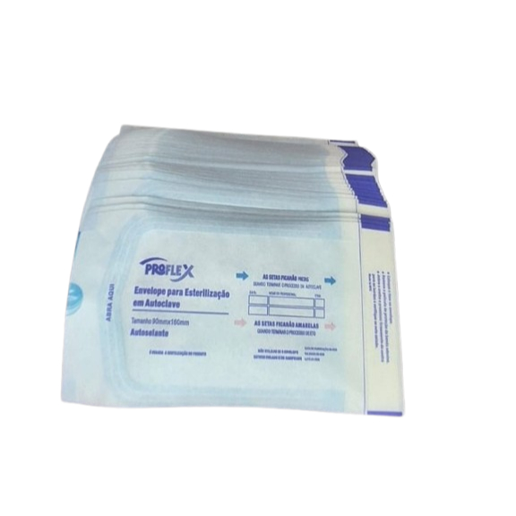 100 Envelopes 9x16cm Esterilização em Autoclave
