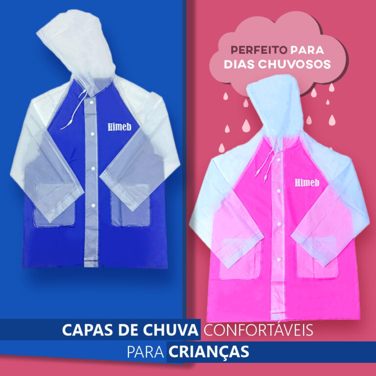 Capa de chuva infantil menino menina com capuz e b