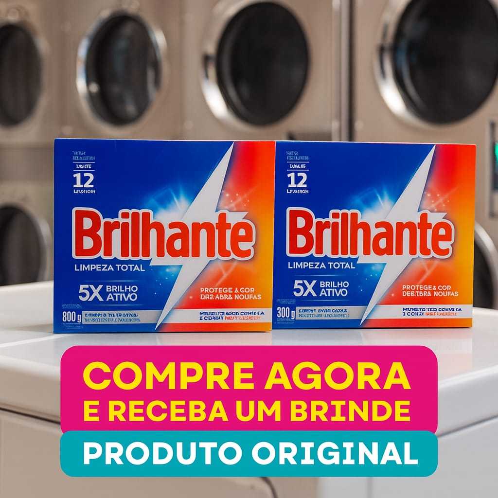 2 Caixas Sabão Em Pó Brilhante 800G + BRINDE Envio Imediato Promoção Lavanderia