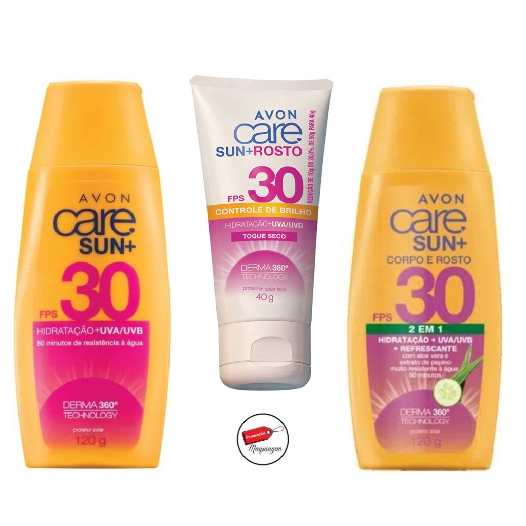 Protetor Solar 2 Em 1 Rosto e Corpo FPS 30 Avon Care Sun+