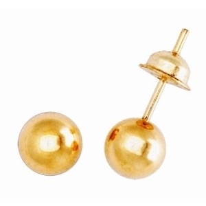 Brinco De Bolinha Com Tarracha Baby Em Ouro 18k &#