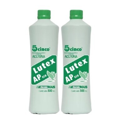 Kit c/ 2 Acetona Lutex ap cinco 500 ml removedor d