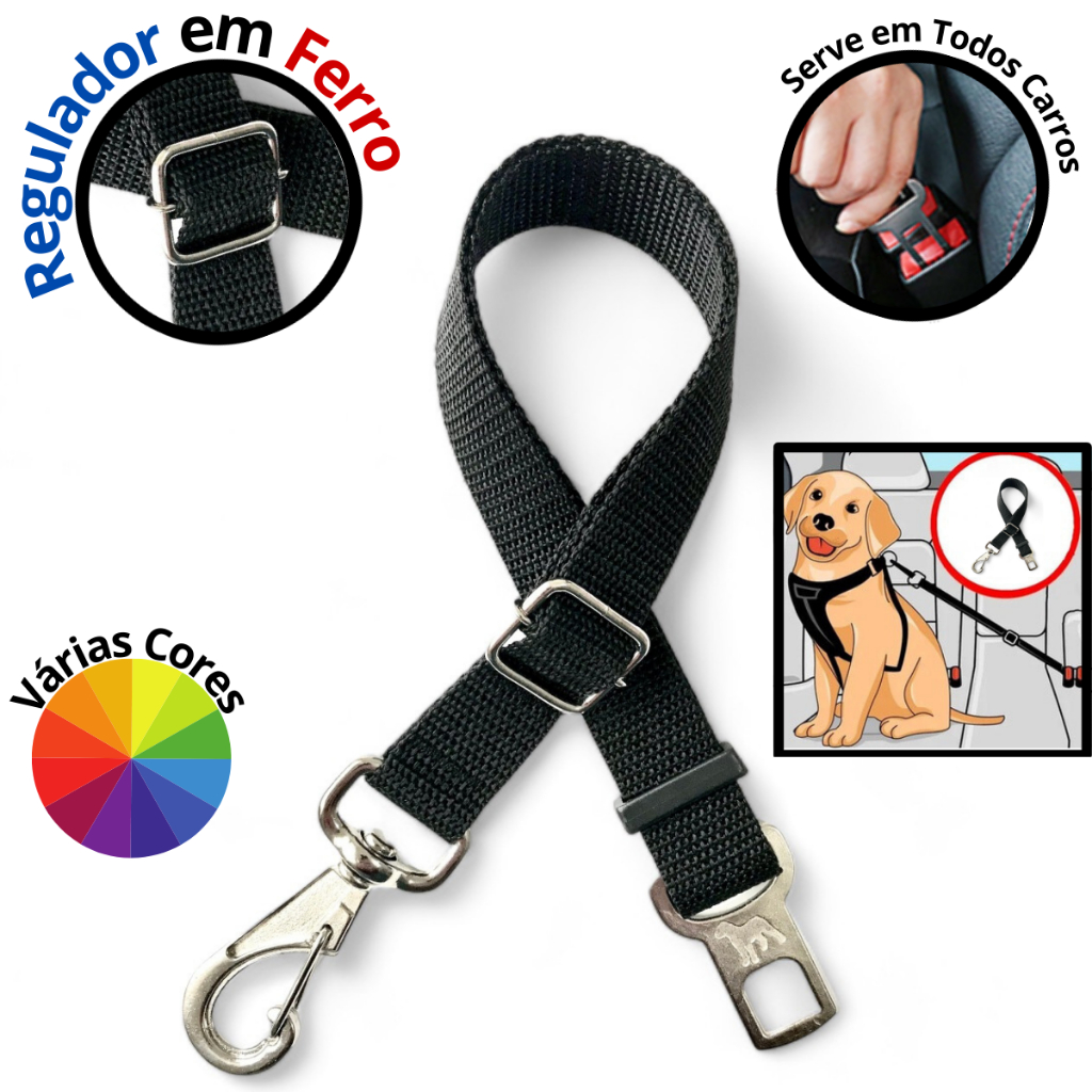 Cinto de segurança pet universal compatível com todos os modelos de veículos para cães e gatos
