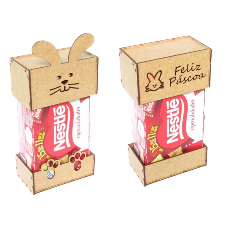 Porta Caixa de bombom coelhinho mdf CRU Pascoa inf