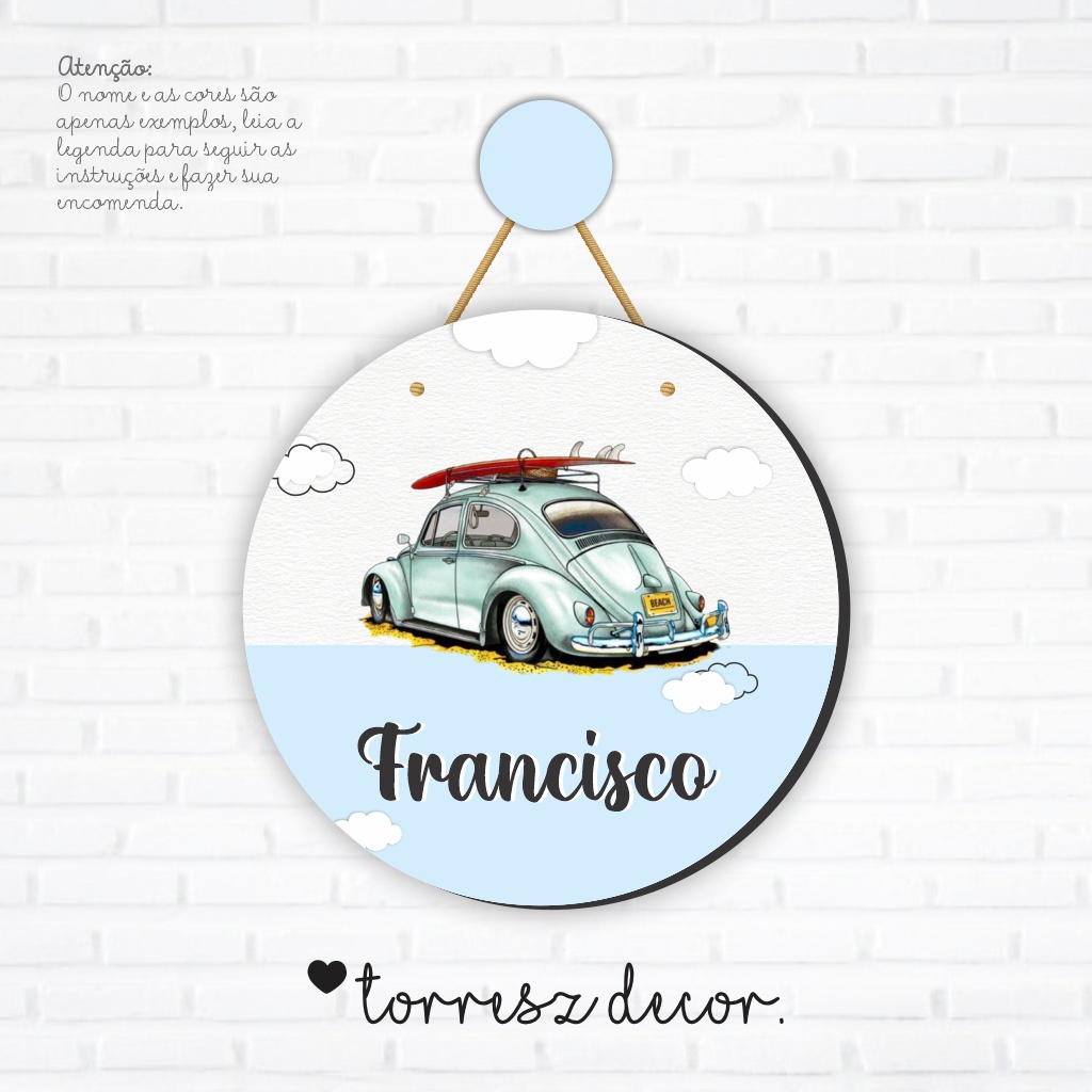 Porta Maternidade Flâmula Fusca Carro 2D 6mm