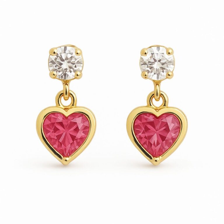 Brinco Infantil Semijoia Banhado A ouro 18k Coraç