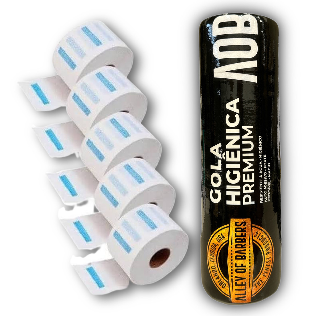 Kit 500 Golas Higiênicas Descartáveis Alley of Barbers | 5 Rolos Profissional Barbearia Cola Forte