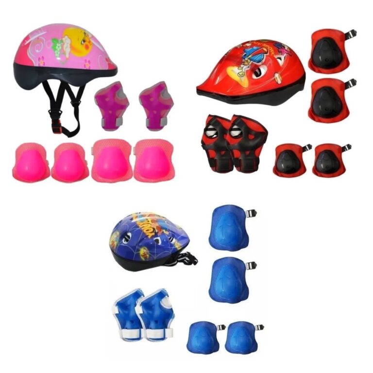 Kit Infantil Capacete Joelheira Cotoveleiras Prote