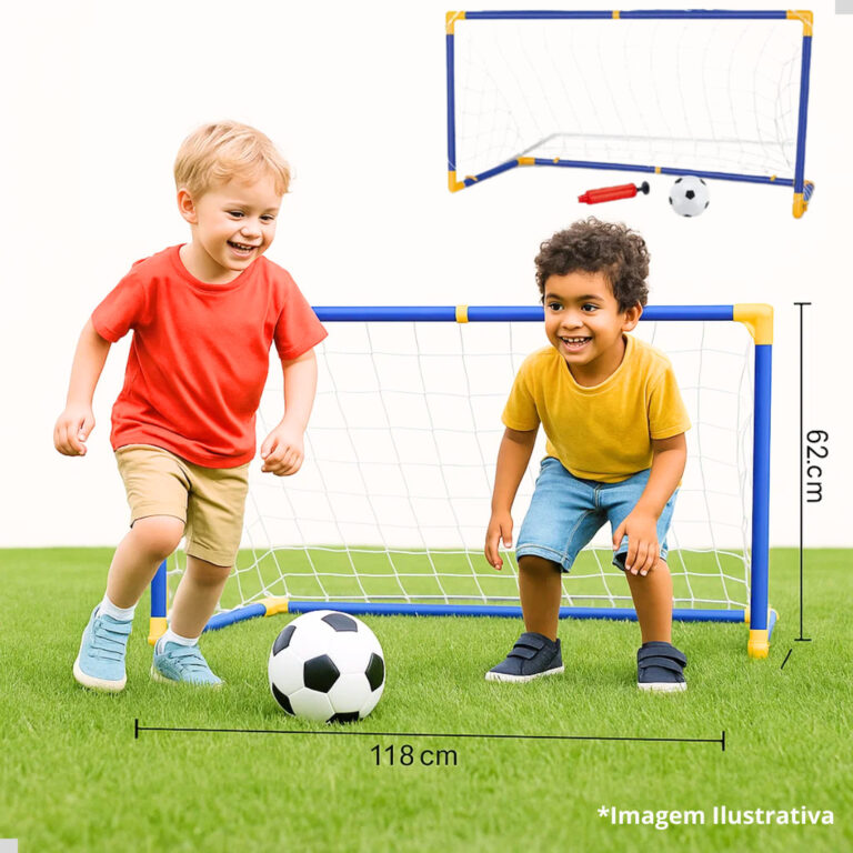 Trave De Futebol Brinquedo Kit Bola Bomba Gol Rede