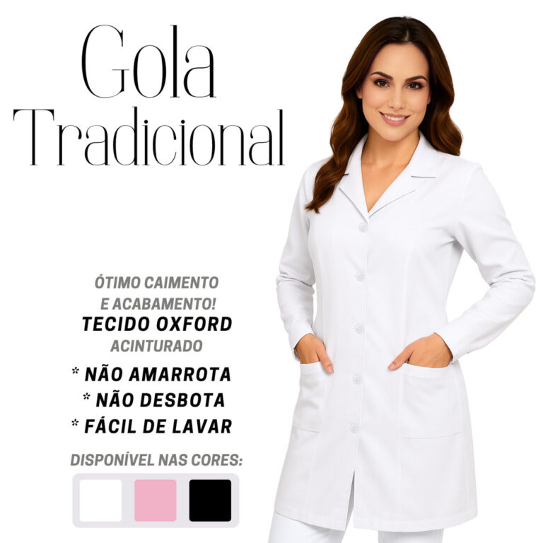 JALECO FL Feminino Acinturado manga longa Oxford  