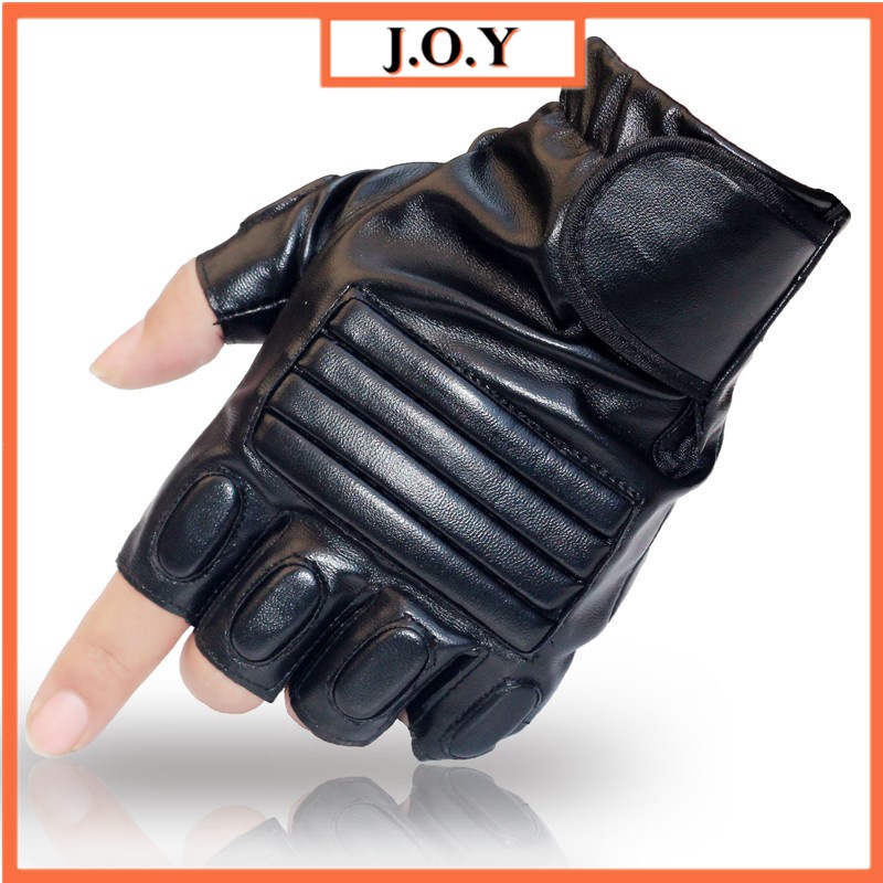 J.O.Y Luvas de couro de meio dedo para andar de motocicleta esportiva antiderrapante luvas protetora