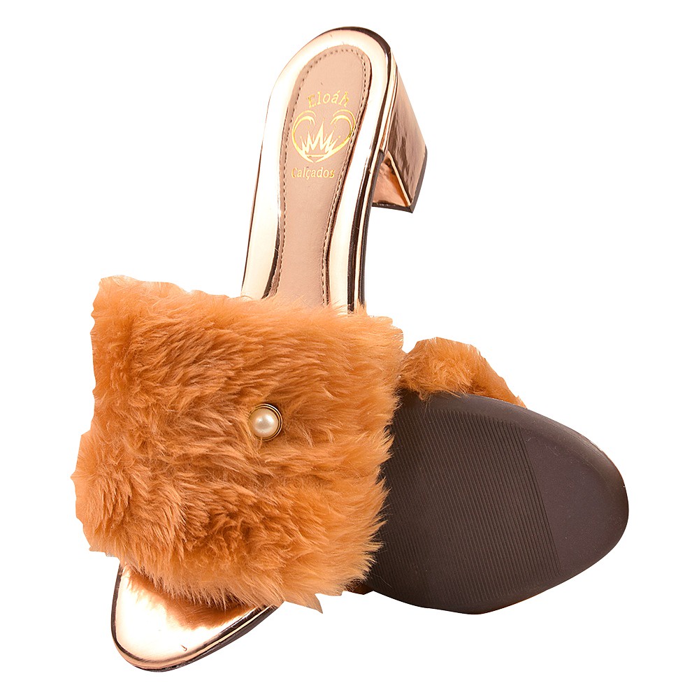 SANDALIA  Pantufa Sandalia Conforto Sandalia Lançamento Sandalia Bloco Preto E DOURADO
