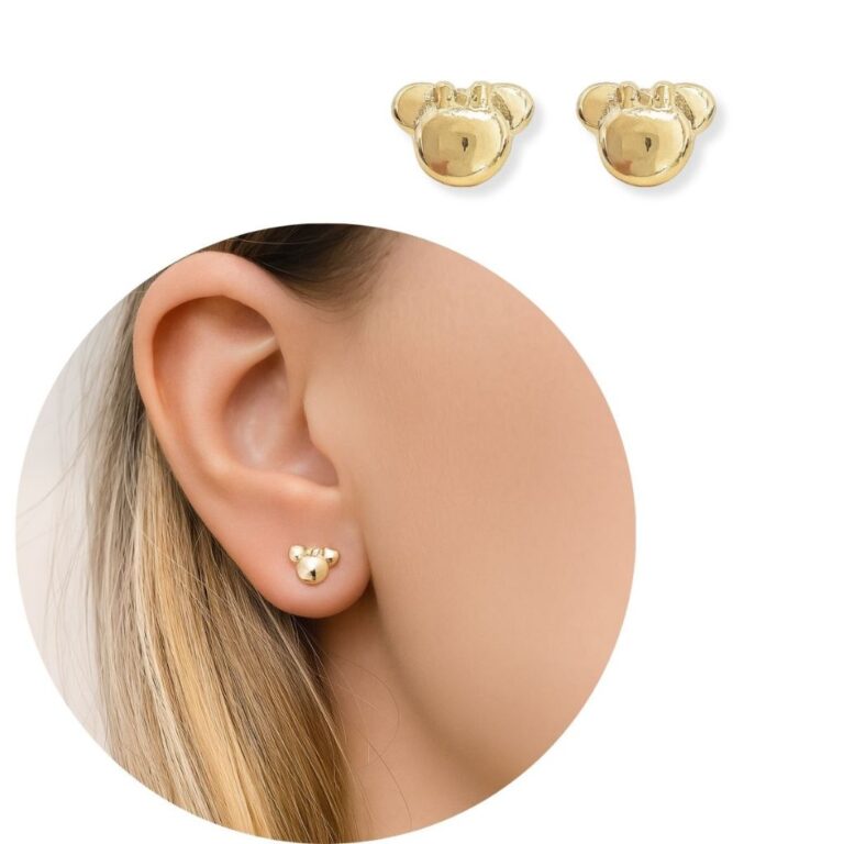 Brinco Minnie Infantil Antialérgico Banhado A our