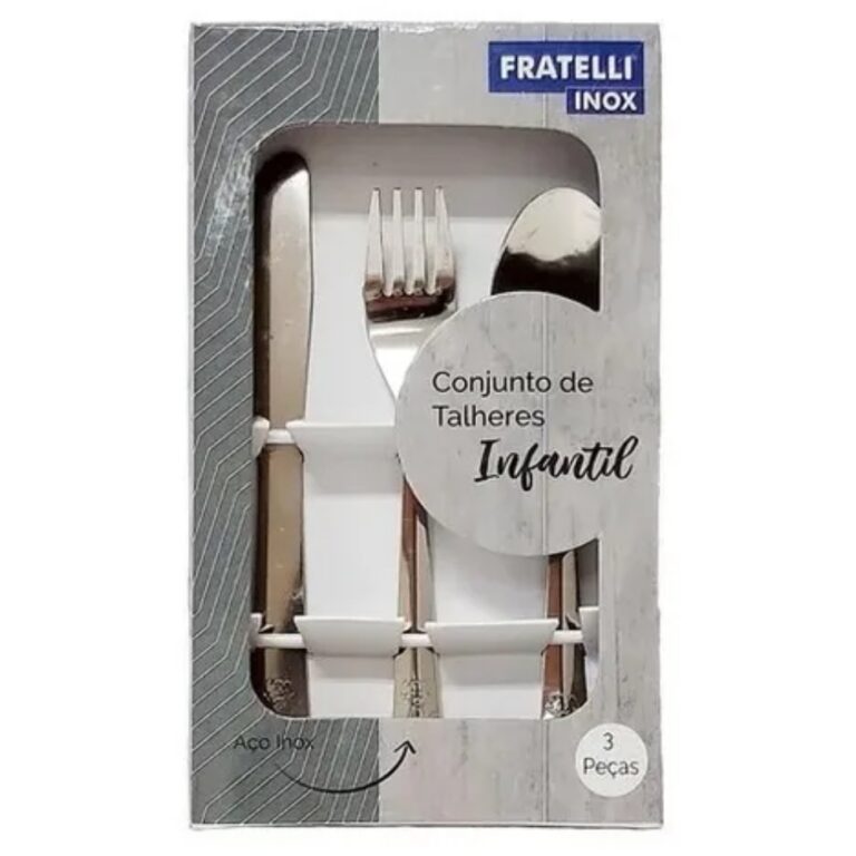 Kit 3 Talheres Infantis Em Aço Inox Garfo Faca Co
