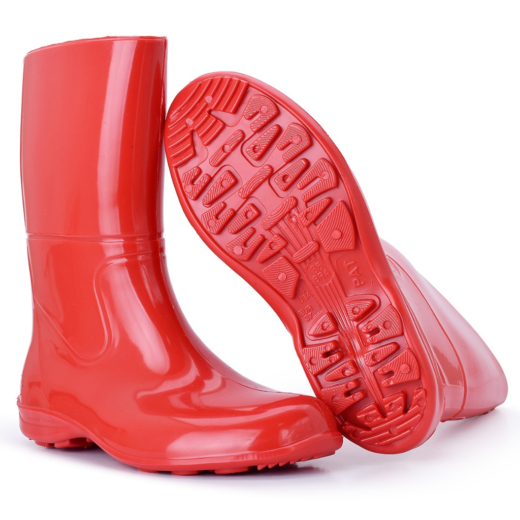 Bota Borracha Galocha Cano Médio  Pega Forte Impermeável Com Forro Chuva p/ Limpeza Motoboy Chuva Ag
