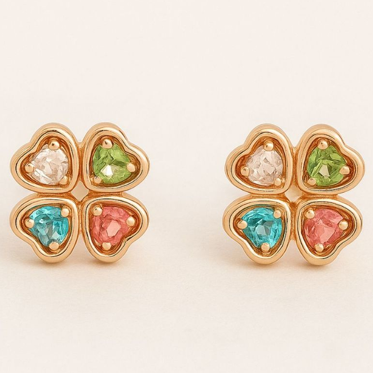 Brinco Infantil Trevo Colorido Antialérgico Banha