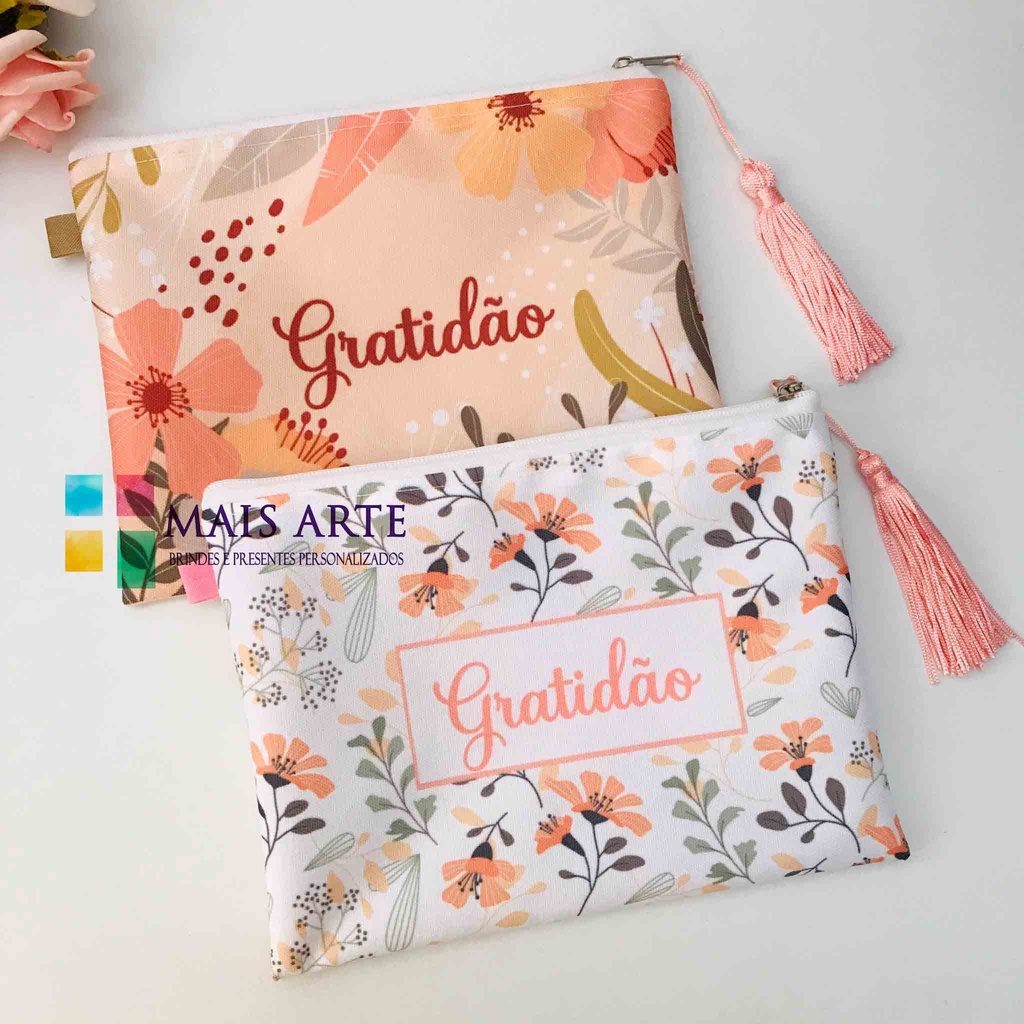 kit com 2 necessaires Gratidão