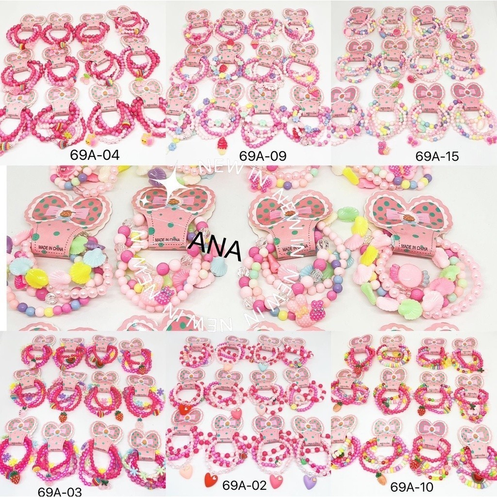 Kit  48 pcs pulseiras lindas infantis de miçanga