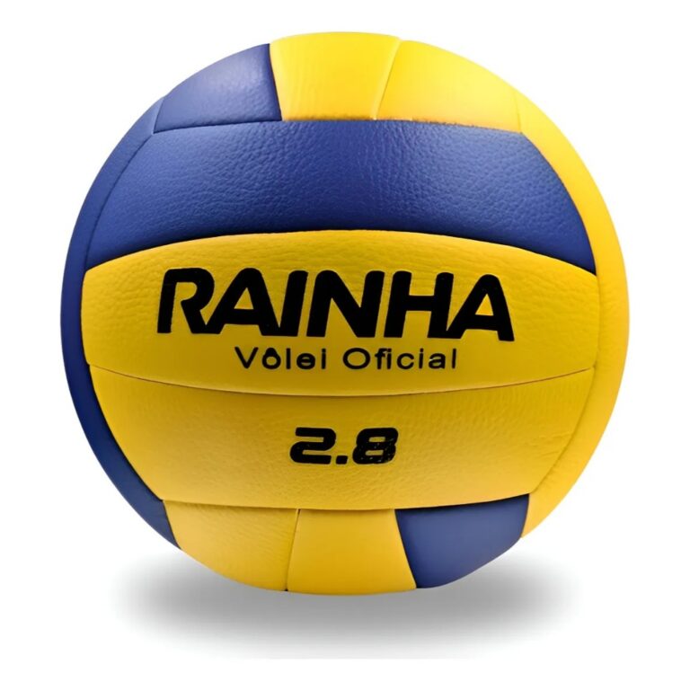 Bola Volei Oficial Rainha 2.8 Amarela Azul Quadra