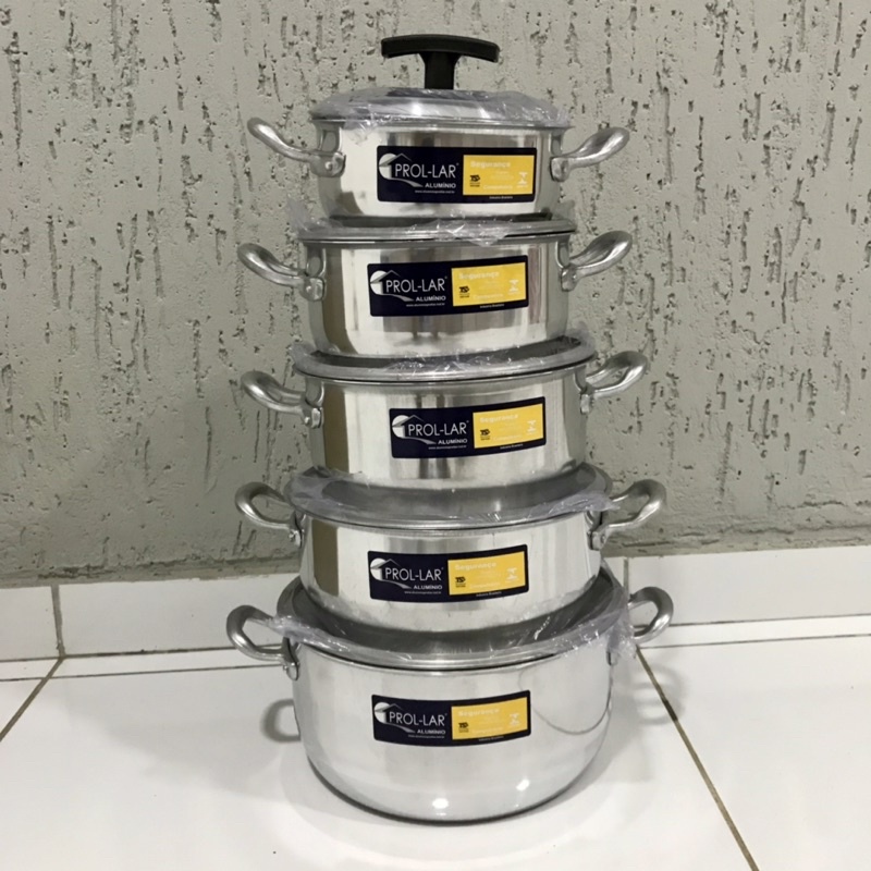 Jogo de Panelas em Alumínio de excelente Qualidade Alças em Alumínio Super Resistente 5 peças