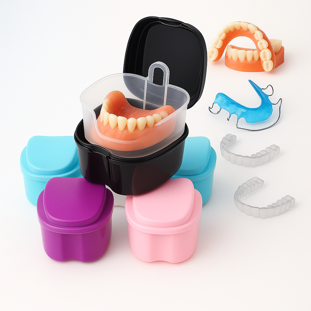 Porta Dentadura Aparelho ortodontico C/compartimento Secagem Anti Bacteriana