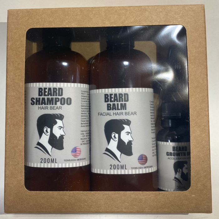 Kit Balm, Óleo para Barba e Shampoo Facial Tecnol