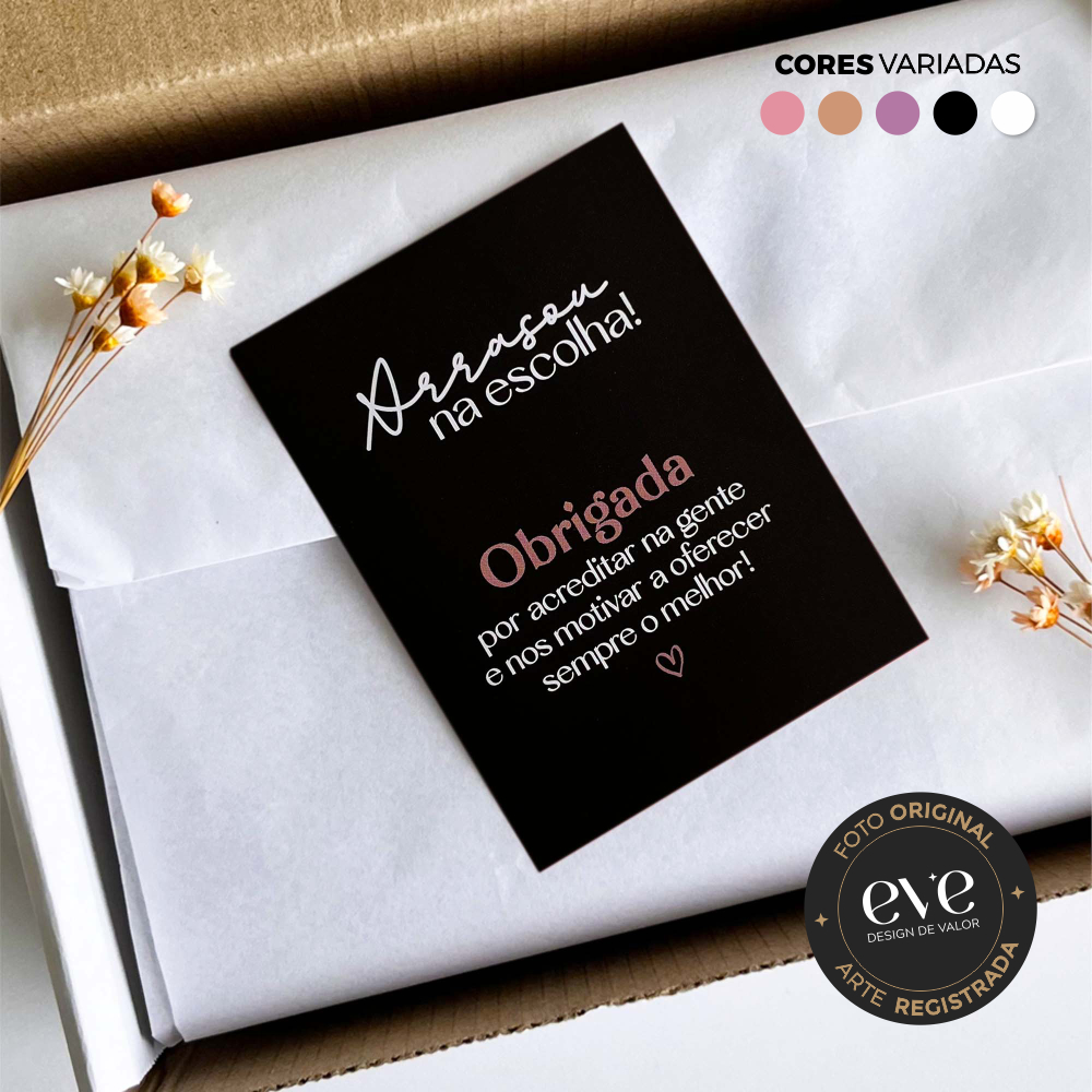 Folheto de Agradecimento ao Cliente 10x7cm Arrasou Escolha 25 200 Unidades