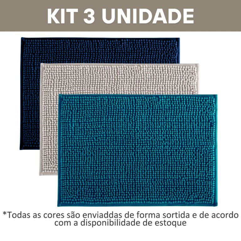 Kit Tapete Banheiro Microfibra Bolinha com 3 Peça