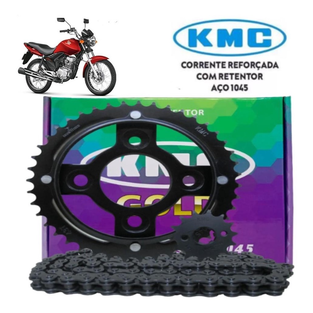Kit Relacao Tracao Transmissao Honda Cg Titan Fan 125 2009 2010 2011 2012 2013 Com Retentor Original