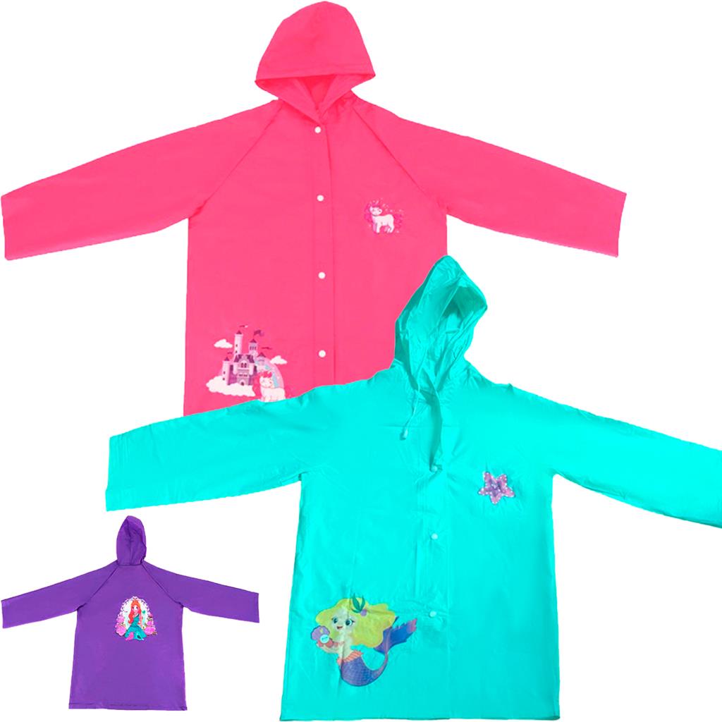 Capa de Chuva Infantil Impermeavel com touca ajustavel para Meninas Tamanho G