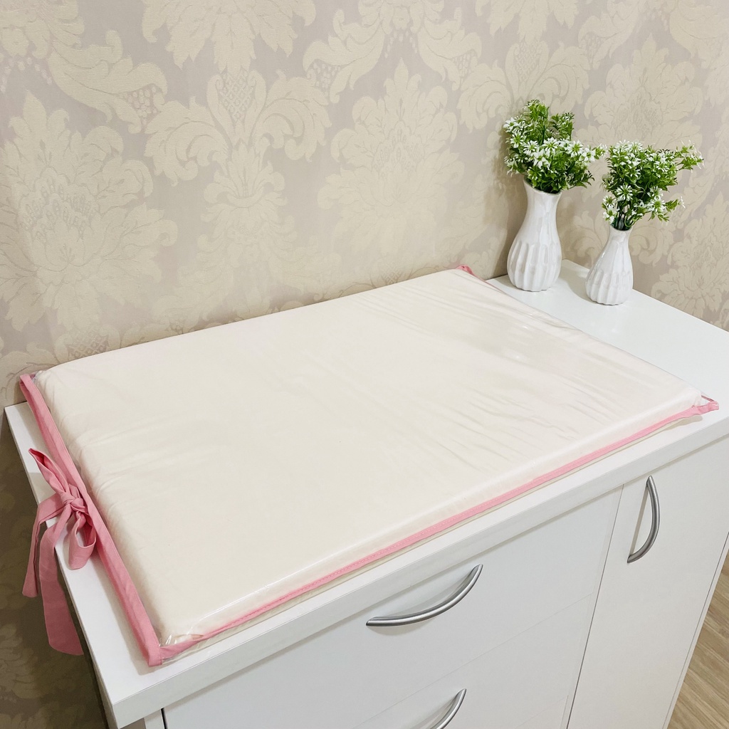 Trocador Plastificado de Nenem Com Amarras Palha e Branco –  Reto – Oferta – Bebe – Atenas
