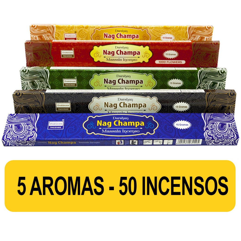 kit Incenso Darshan Nag Champa Massala Indiano Importado Insenso Vareta Queima Longa Aromas Sortidos