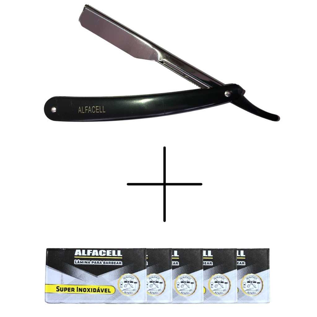 Navalha Navalhete Profissional Barbeiro com lâminas Aço Inox Acabamento Barba