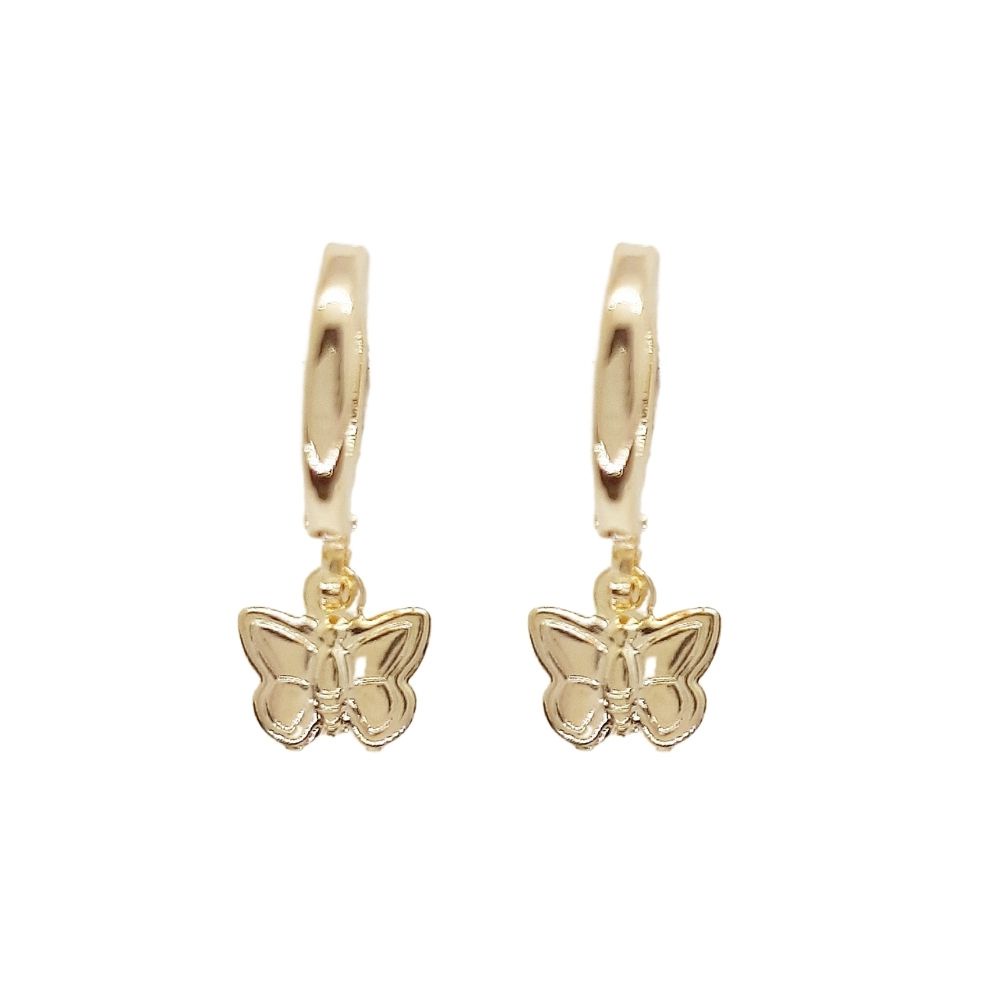 Brinco Infantil de Argola Borboleta Folheado A ouro 18k Antialérgico
