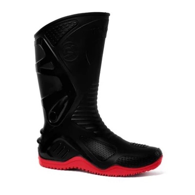 Bota de Chuva Impermeável Motosafe preto e vermel