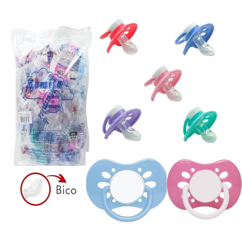 Kit 25 Chupetas Bico Silicone