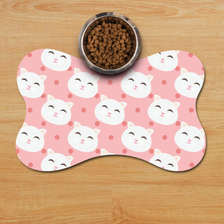 Tapete Pet Gatinho Rosa Para Comedouro Osso 46