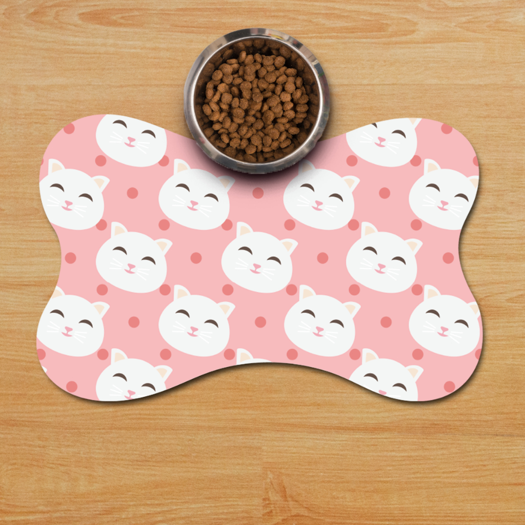 Tapete Pet Gatinho Rosa Para Comedouro Osso 46×30