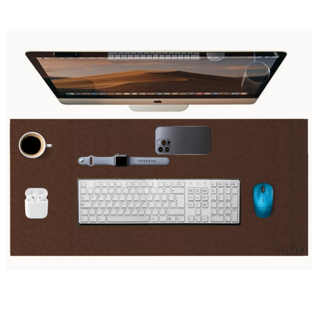 Mouse Pad grande deskpad 90×40 em Couro Sintético minimalista office