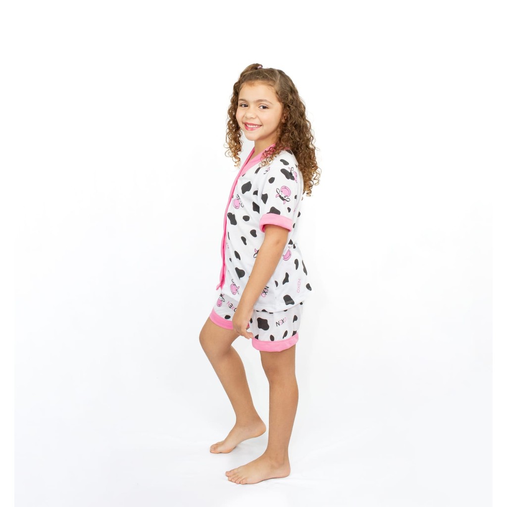 Baby Doll Short Doll Infantil Pijama Americano Vaquinha