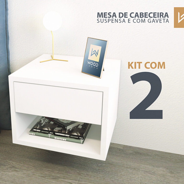 Kit 2 Mesa de Cabeceira Nicho com Gaveta para Quar