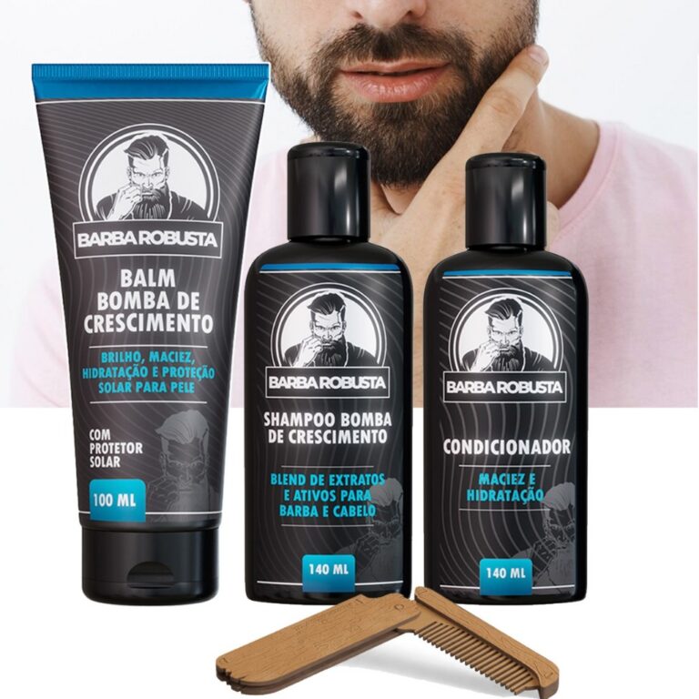 Kit Para a Barba Balm Shampoo Condicionador + Pent