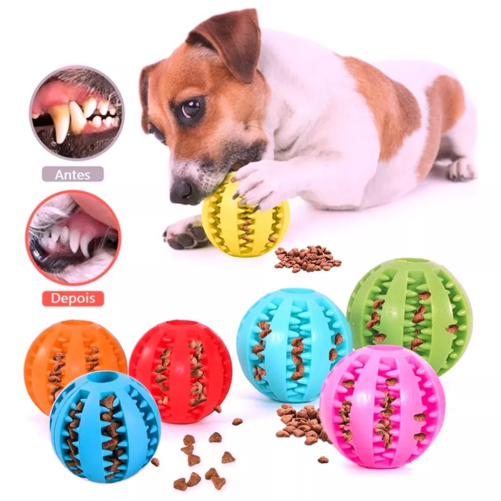 Pet Mordedor Bola Multifuncional Escova Mordedor Porta Petisco Pet Ball Boa Qualidade23-13