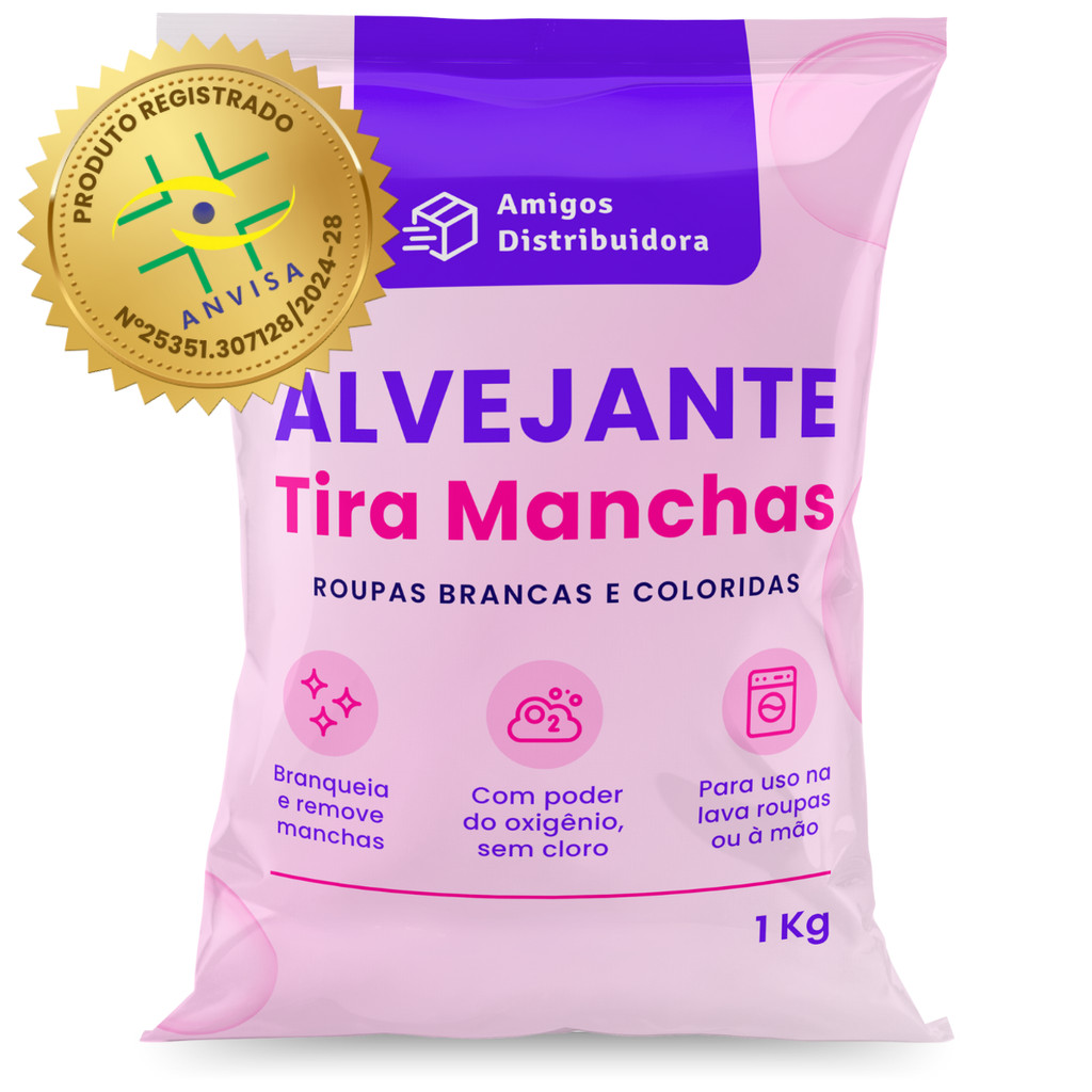 Alvejante Tira Manchas  – para limpeza em geral, clareador de Roupas Brancas e Coloridas
