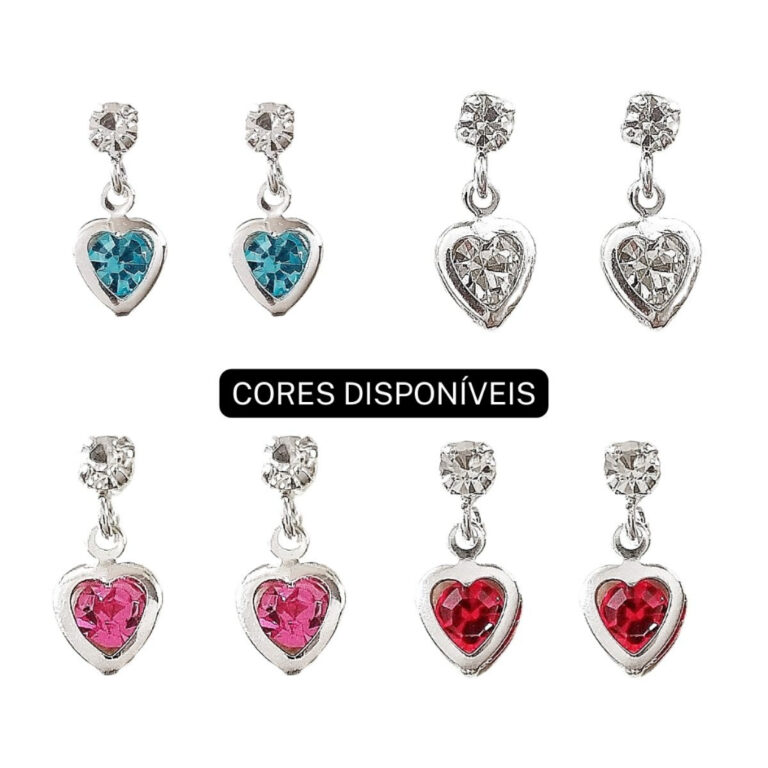 Brinco Prata Infantil ou Adulro Pingente Coração
