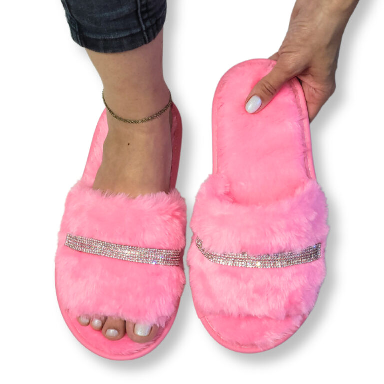 Pantufa feminina Aberta Luxo Com Strass Toda de Pe