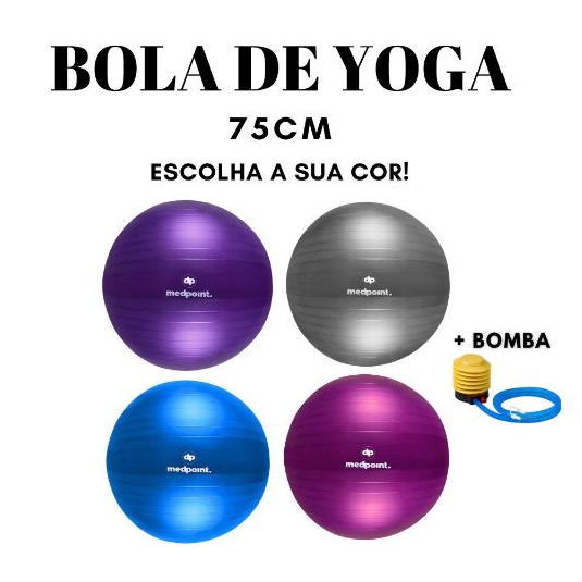 Bola de Yoga 75 cm Ioga Pilates Fisioterapia Exerc