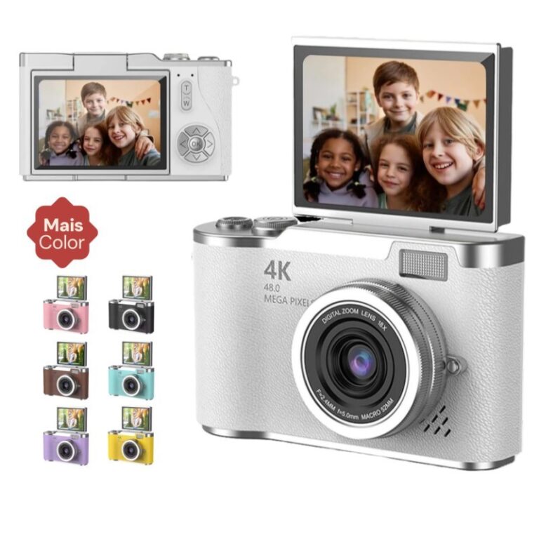 Câmera Digital CCD 2025 NOVA 48MP com Tela Flip 4