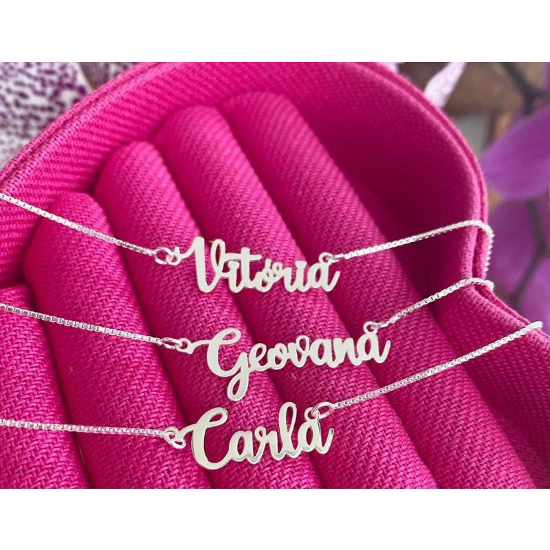 Colar Feminino com Nome Personalizado Manuscrito  Prata  – Fonte Baby